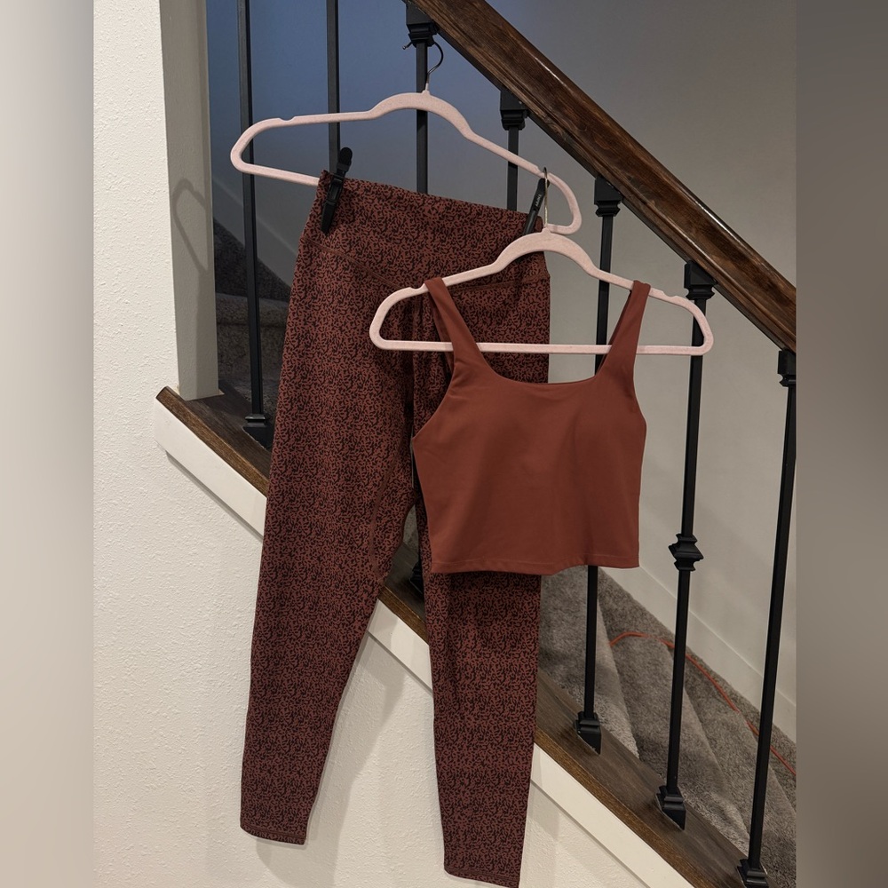 Kamo fitness workout matching set small brown fall gym